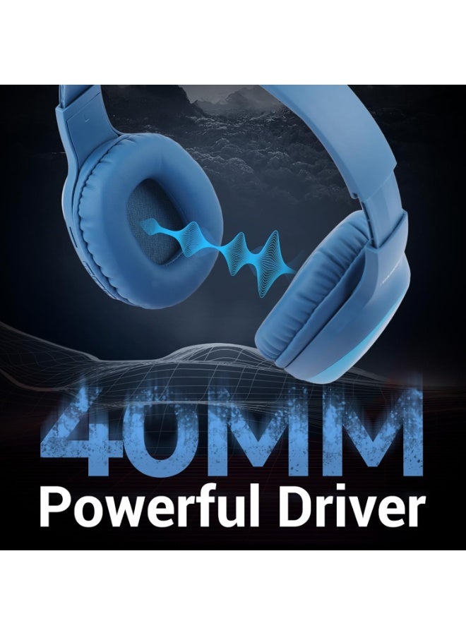 ZEBRONICS Thunder Pro Wireless Over Ear Headphone with Dual Pairing, Gaming Mode, Enc, Bluetooth, Call Function, Aux, Micro Sd, Voice Assistant, Deep Bass, Up to 60H Backup (Blue) - Image 3